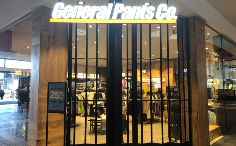 Quality commercial folding closure secures General Pants Craigieburn
