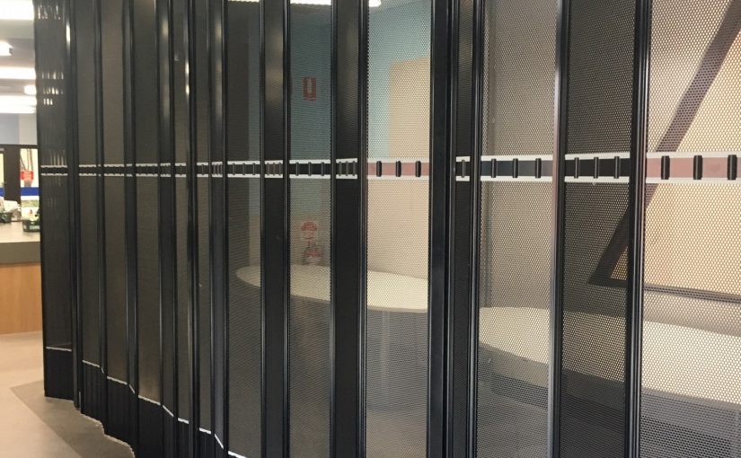 High End Commercial Folding Doors with Perforated Metal Infill