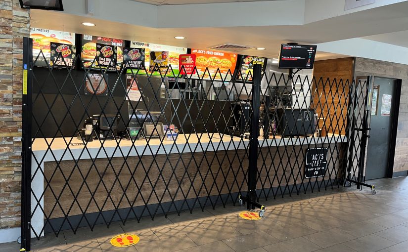 Crowd Control Barriers Secure Fast Food Kiosks and Reception counters