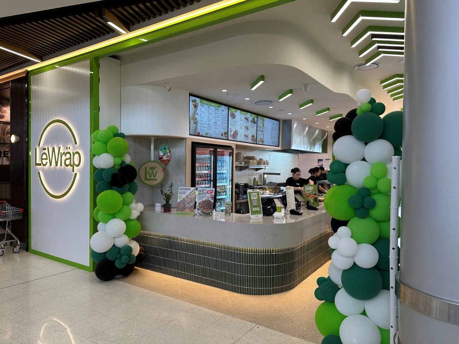 Perforated Mesh Infill Retail Folding Doors for Le Wrap Australia